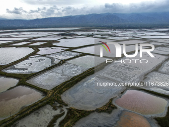 The colorful Salt Lake is seen after the rain in Yuncheng, China, on October 17, 2024. (