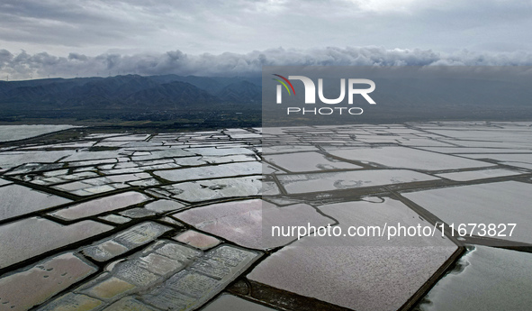 The colorful Salt Lake is seen after the rain in Yuncheng, China, on October 17, 2024. 