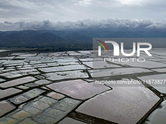 The colorful Salt Lake is seen after the rain in Yuncheng, China, on October 17, 2024. (