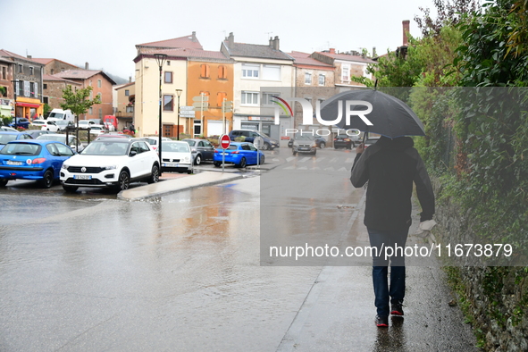 Floods and flooding occur in the village of Maclas, Loire department in France, on October 17, 2024. 