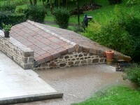 Floods and flooding occur in the village of Pelussin, Loire department, in France, on October 17, 2024. (