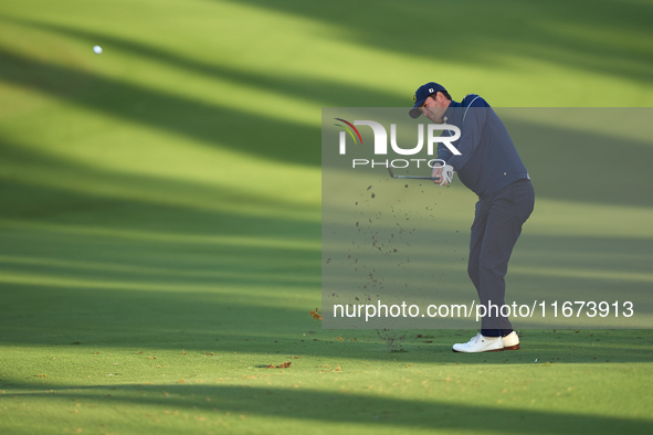 Bernd Wiesberger of Austria plays his second shot on the 10th hole on day one of the Estrella Damm N.A. Andalucia Masters 2024 at Real Club...