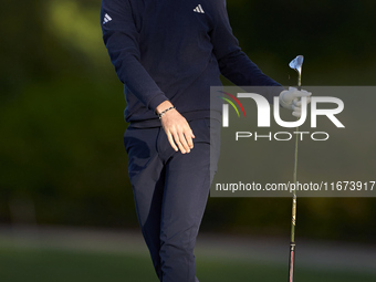 Tom McKibbin of North Ireland reacts to his second shot on the 10th hole on day one of the Estrella Damm N.A. Andalucia Masters 2024 at Real...