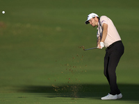 Rasmus Hojgaard of Denmark plays his second shot on the 10th hole on day one of the Estrella Damm N.A. Andalucia Masters 2024 at Real Club d...