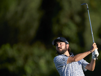 Angel Hidalgo of Spain plays his third shot on the 10th hole on day one of the Estrella Damm N.A. Andalucia Masters 2024 at Real Club de Gol...