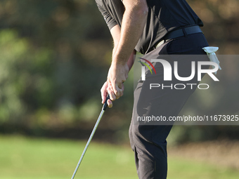 Jon Rahm of Spain plays a shot on the 10th green on day one of the Estrella Damm N.A. Andalucia Masters 2024 at Real Club de Golf Sotogrande...