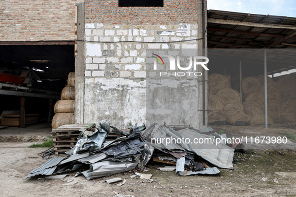 The backyard of the Delta hotel and restaurant, damaged by a Russian drone attack, is in Vylkove, Ukraine, on October 11, 2024. NO USE RUSSI...