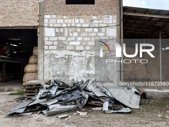 The backyard of the Delta hotel and restaurant, damaged by a Russian drone attack, is in Vylkove, Ukraine, on October 11, 2024. NO USE RUSSI...