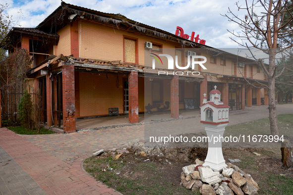 The Delta hotel and restaurant is damaged by a Russian drone attack in Vylkove, Ukraine, on October 11, 2024. 