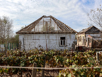 Damaged houses are in Vylkove, Odesa region, southern Ukraine, which is under constant Russian drone attacks, in Vylkove, Ukraine, on Octobe...