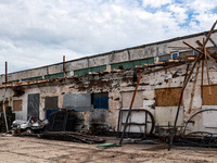 A damaged building is pictured in Vylkove, Ukraine, on October 11, 2024, in the Odesa region, southern Ukraine, which is under constant Russ...