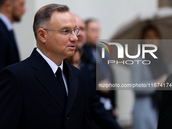 President of Poland Andrzej Duda attends the meeting of the presidents of the Arraiolos group at Wawel Castle in Krakow, Poland, on October...