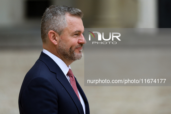 President of Slovakia Peter Pellegrini attends the meeting of the presidents of the Arraiolos group at Wawel Castle in Krakow, Poland, on Oc...