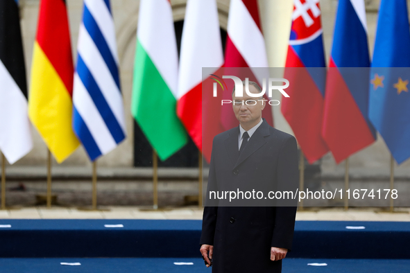 President of Poland Andrzej Duda attends the meeting of the presidents of the Arraiolos group at Wawel Castle in Krakow, Poland, on October...