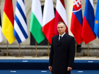 President of Poland Andrzej Duda attends the meeting of the presidents of the Arraiolos group at Wawel Castle in Krakow, Poland, on October...