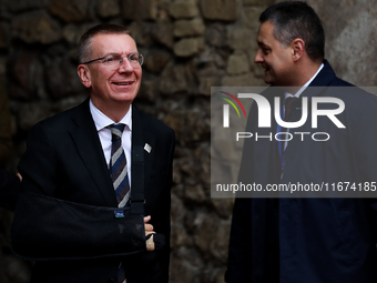 Latvian President Edgars Rinkevics attends the meeting of the presidents of the Arraiolos group at Wawel Castle in Krakow, Poland, on Octobe...