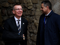 Latvian President Edgars Rinkevics attends the meeting of the presidents of the Arraiolos group at Wawel Castle in Krakow, Poland, on Octobe...