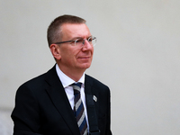 Latvian President Edgars Rinkevics attends the meeting of the presidents of the Arraiolos group at Wawel Castle in Krakow, Poland, on Octobe...