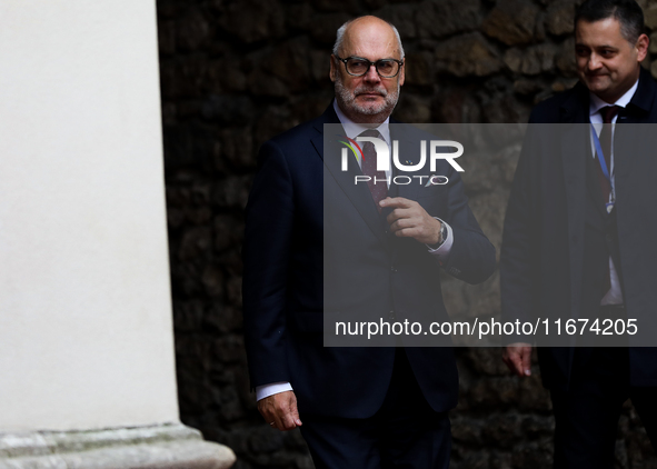 Estonian President Alar Karis attends the meeting of the presidents of the Arraiolos group at Wawel Castle in Krakow, Poland, on October 11,...