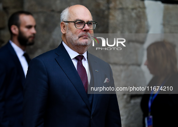 Estonian President Alar Karis attends the meeting of the presidents of the Arraiolos group at Wawel Castle in Krakow, Poland, on October 11,...