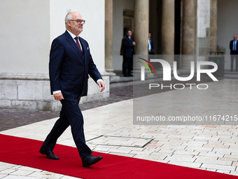 Estonian President Alar Karis attends the meeting of the presidents of the Arraiolos group at Wawel Castle in Krakow, Poland, on October 11,...