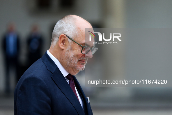 Estonian President Alar Karis attends the meeting of the presidents of the Arraiolos group at Wawel Castle in Krakow, Poland, on October 11,...