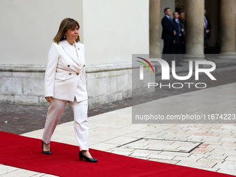 President of Greece Katerina Sakellaropoulou attends the meeting of the presidents of the Arraiolos group at Wawel Castle in Krakow, Poland,...