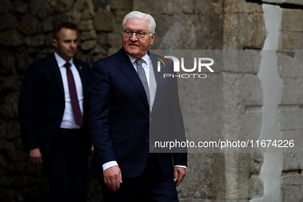 German President Frank-Walter Steinmeier attends the meeting of the presidents of the Arraiolos group at Wawel Castle in Krakow, Poland, on...