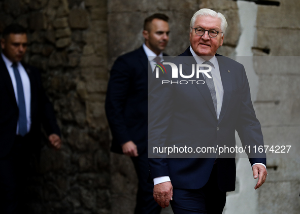 German President Frank-Walter Steinmeier attends the meeting of the presidents of the Arraiolos group at Wawel Castle in Krakow, Poland, on...