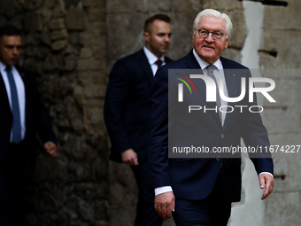 German President Frank-Walter Steinmeier attends the meeting of the presidents of the Arraiolos group at Wawel Castle in Krakow, Poland, on...