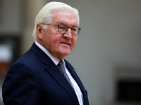 German President Frank-Walter Steinmeier attends the meeting of the presidents of the Arraiolos group at Wawel Castle in Krakow, Poland, on...