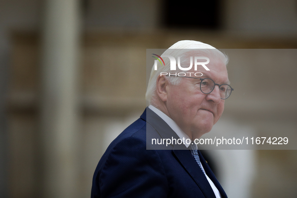 German President Frank-Walter Steinmeier attends the meeting of the presidents of the Arraiolos group at Wawel Castle in Krakow, Poland, on...