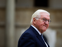 German President Frank-Walter Steinmeier attends the meeting of the presidents of the Arraiolos group at Wawel Castle in Krakow, Poland, on...