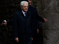 Italian President Sergio Mattarella attends the meeting of the presidents of the Arraiolos group at Wawel Castle in Krakow, Poland, on Octob...