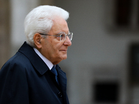 Italian President Sergio Mattarella attends the meeting of the presidents of the Arraiolos group at Wawel Castle in Krakow, Poland, on Octob...