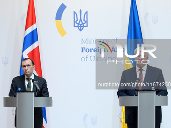 Minister of Foreign Affairs of Ukraine Andrii Sybiha and Minister of Foreign Affairs of the Kingdom of Norway Espen Barth Eide hold a joint...