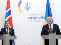 Minister of Foreign Affairs of Ukraine Andrii Sybiha and Minister of Foreign Affairs of the Kingdom of Norway Espen Barth Eide hold a joint...