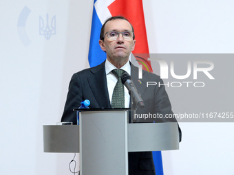 Minister of Foreign Affairs of the Kingdom of Norway, Espen Barth Eide, attends a joint news conference with Minister of Foreign Affairs of...