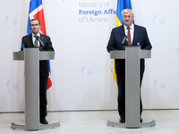 Minister of Foreign Affairs of Ukraine Andrii Sybiha and Minister of Foreign Affairs of the Kingdom of Norway Espen Barth Eide hold a joint...