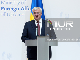 Minister of Foreign Affairs of Ukraine Andrii Sybiha attends a joint news conference with Minister of Foreign Affairs of the Kingdom of Norw...