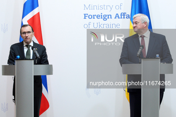 Minister of Foreign Affairs of Ukraine Andrii Sybiha and Minister of Foreign Affairs of the Kingdom of Norway Espen Barth Eide hold a joint...