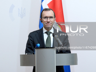 Minister of Foreign Affairs of the Kingdom of Norway, Espen Barth Eide, attends a joint news conference with Minister of Foreign Affairs of...