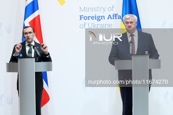 Minister of Foreign Affairs of Ukraine Andrii Sybiha and Minister of Foreign Affairs of the Kingdom of Norway Espen Barth Eide hold a joint...