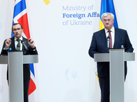 Minister of Foreign Affairs of Ukraine Andrii Sybiha and Minister of Foreign Affairs of the Kingdom of Norway Espen Barth Eide hold a joint...