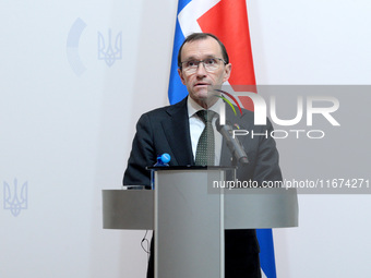 Minister of Foreign Affairs of the Kingdom of Norway, Espen Barth Eide, attends a joint news conference with Minister of Foreign Affairs of...