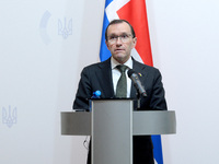 Minister of Foreign Affairs of the Kingdom of Norway, Espen Barth Eide, attends a joint news conference with Minister of Foreign Affairs of...