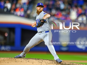 Los Angeles Dodgers relief pitcher Michael Kopech #45 throws during the fifth inning in Game 3 of the baseball NL Championship Series agains...