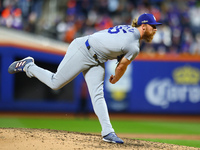 Los Angeles Dodgers relief pitcher Michael Kopech #45 throws during the fifth inning in Game 3 of the baseball NL Championship Series agains...