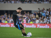 Lionel Messi of Argentina warms up before the FIFA World Cup 2026 Qualifier match between Argentina and Bolivia at Estadio Mas Monumental An...