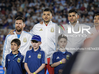 Argentina players stand during anthems before the FIFA World Cup 2026 Qualifier match between Argentina and Bolivia at Estadio Mas Monumenta...